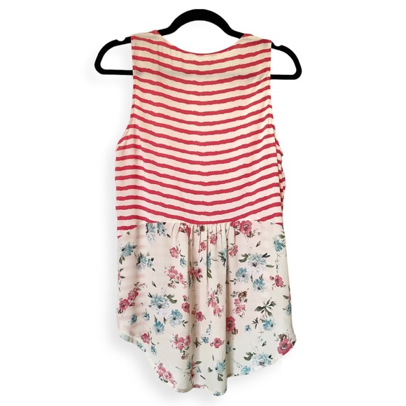 Fun 2 Fun Striped & Floral Sleeveless Blouse - Picture 3 of 10